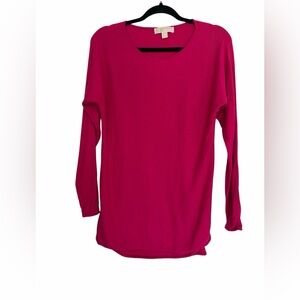 Michael Kors Vibrant Pink Knit sweater high low hem size Large